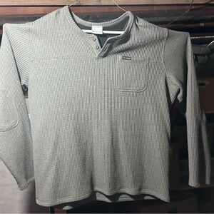 Columbia Waffle Knit Henley Thermal Shirt - Dark Gray